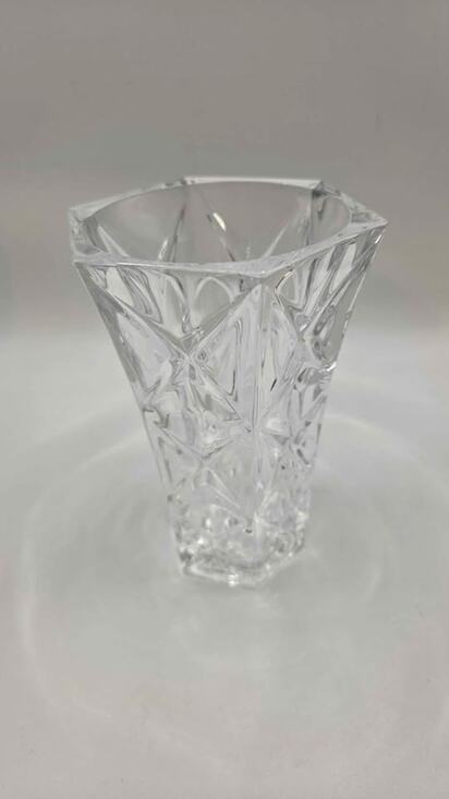 Waterford Other - Heavy Clear Cut Lead Crystal Hexagonal Flower Vase 5" Geometric Starburst